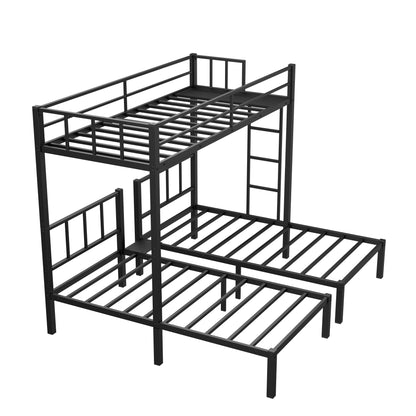 Triple Metal Bunk Bed Black