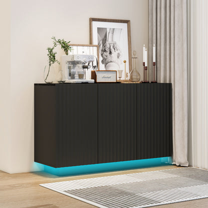 Carved LED Sideboard Cabinet with Adjustable Shelf