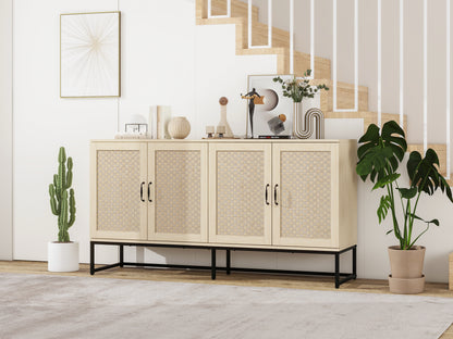 Rattan 4-Door Sideboard Natural