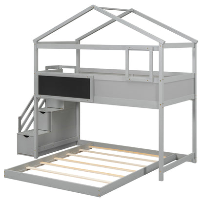 Twin-Full Storage Bunk Bed – Gray