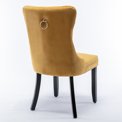 Tufted Velvet Dining Chair Set (2 pcs) – Gold