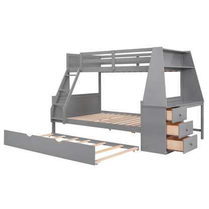 Full Bunk Bed with Desk Gray