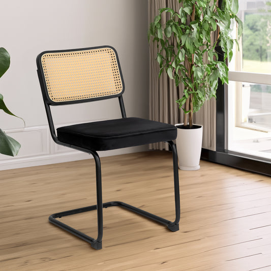 Set of 2 Velvet Dining Chairs Black and Gold Legs