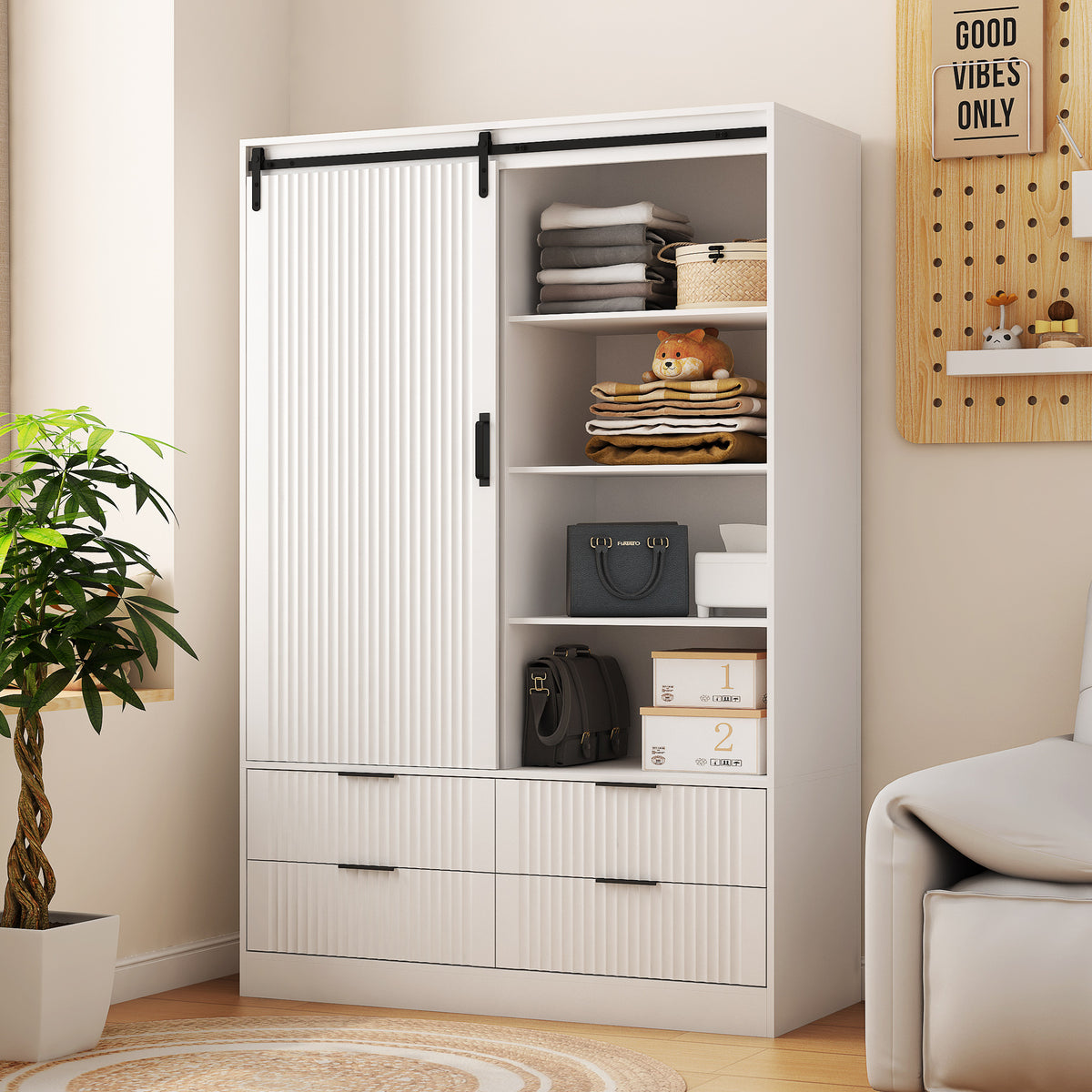 Tall Armoire Wardrobe White