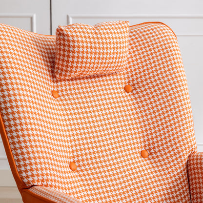 Houndstooth Rocking Chair – Orange Fabric
