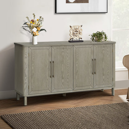 Four-Door Storage Cabinet with Curved Countertop