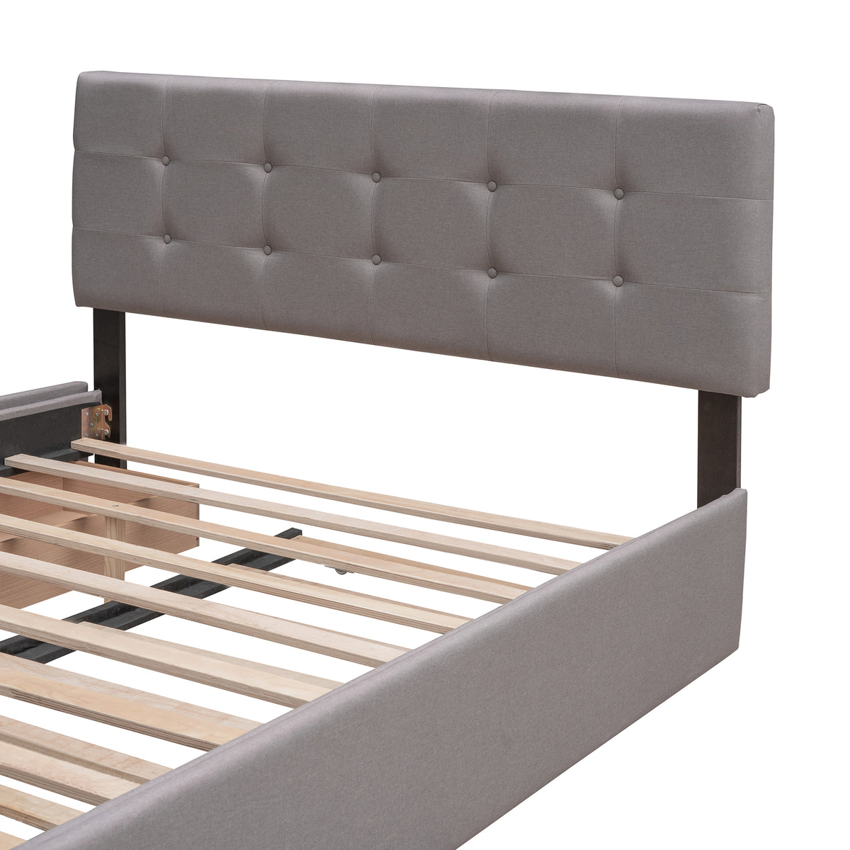 Upholstered Platform Bed Queen Light Gray