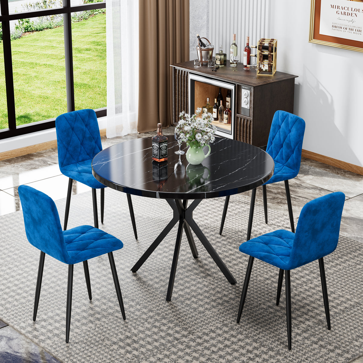 Velvet Dining Chair Set (4 pcs) – Modern Kitchen Style