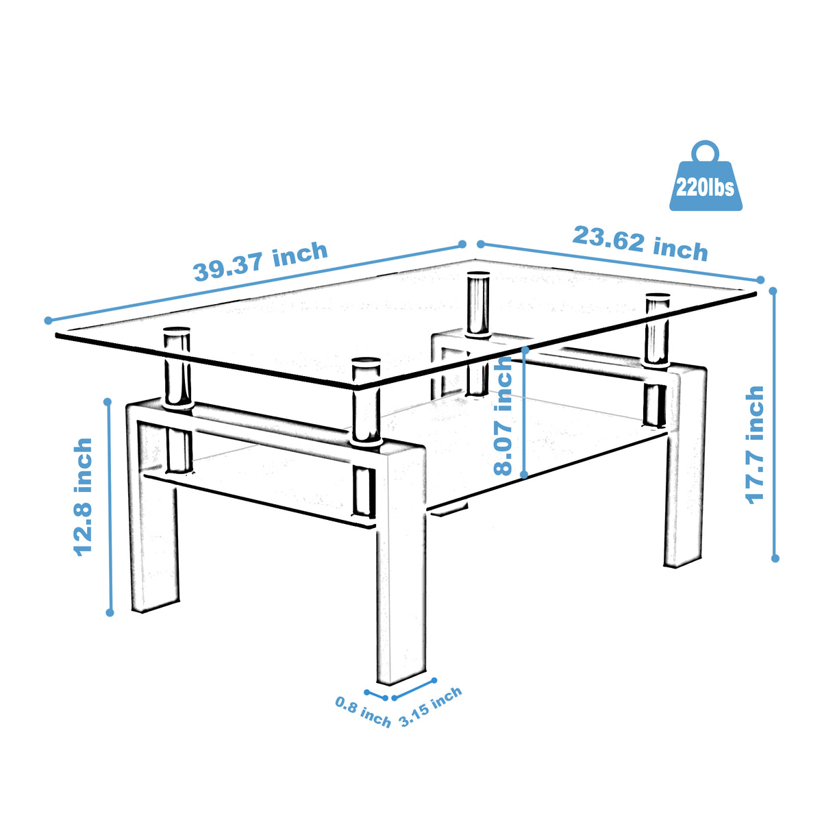 Rectangular Glass Coffee Table – Black