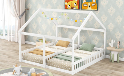 Twin House Platform Bed White
