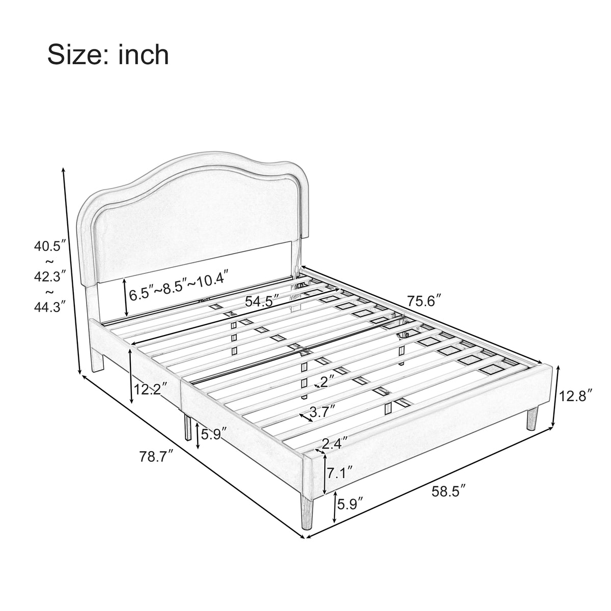 Beige Velvet LED Bed Frame