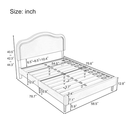 Beige Velvet LED Bed Frame