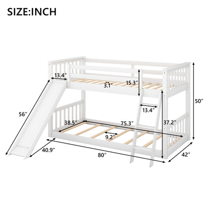 Twin Over Twin Bunk Bed with Slide White