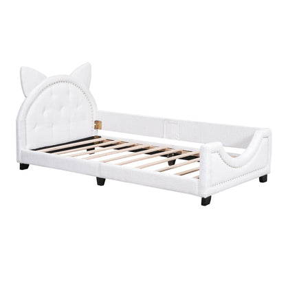 Teddy Fleece Daybed with Carton Headboard White