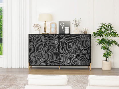Carved 4-Door Buffet Cabinet