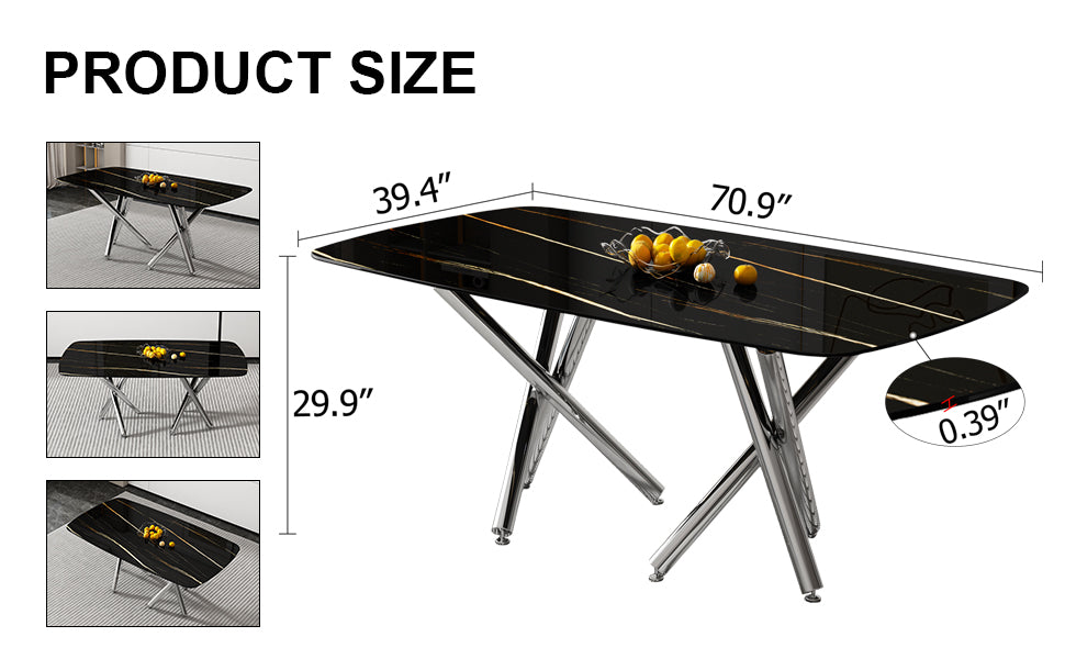 Large Minimalist Dining Table Gray
