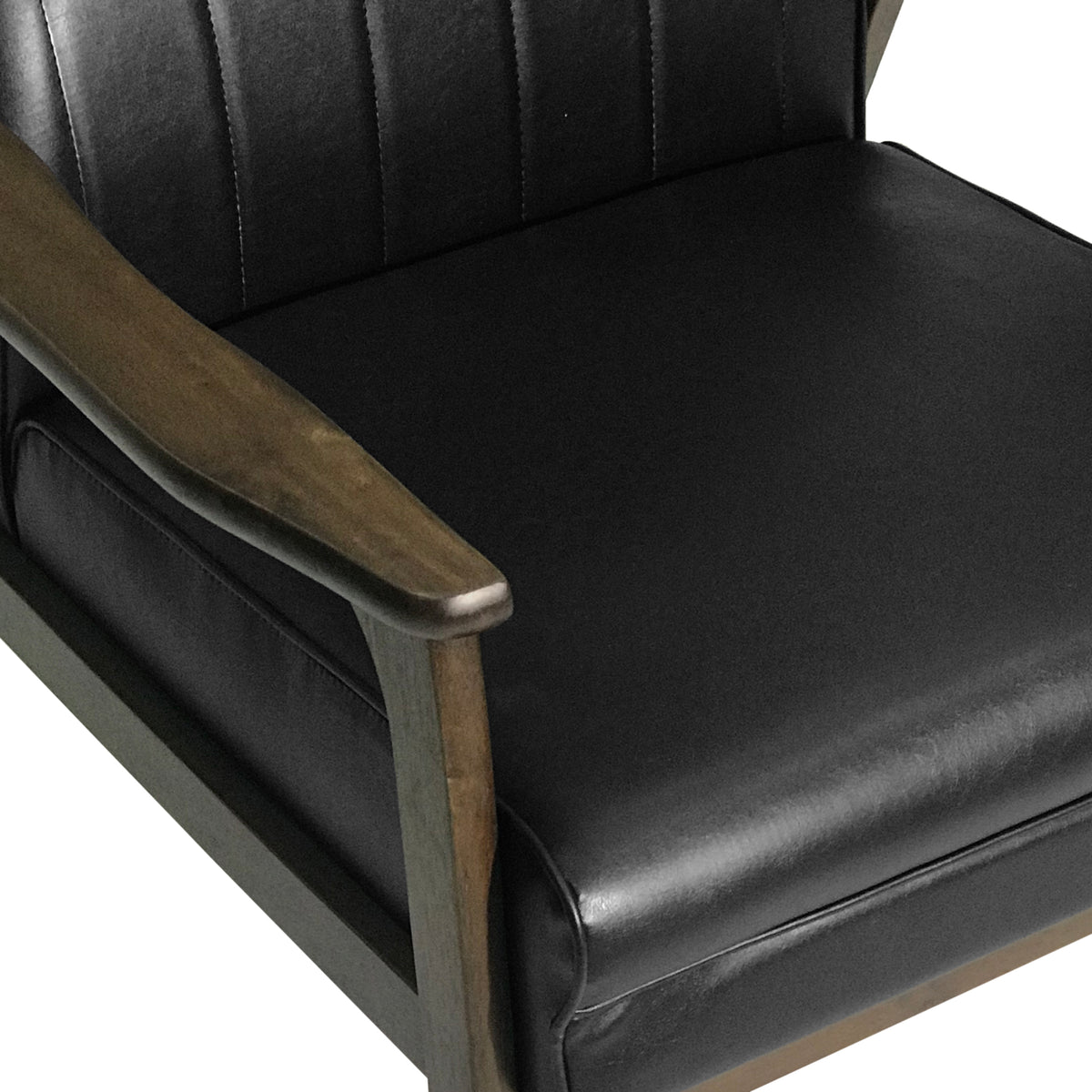 Mid-Century Modern Accent Chair Black Faux Leather