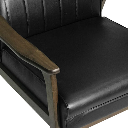 Mid-Century Modern Accent Chair Black Faux Leather