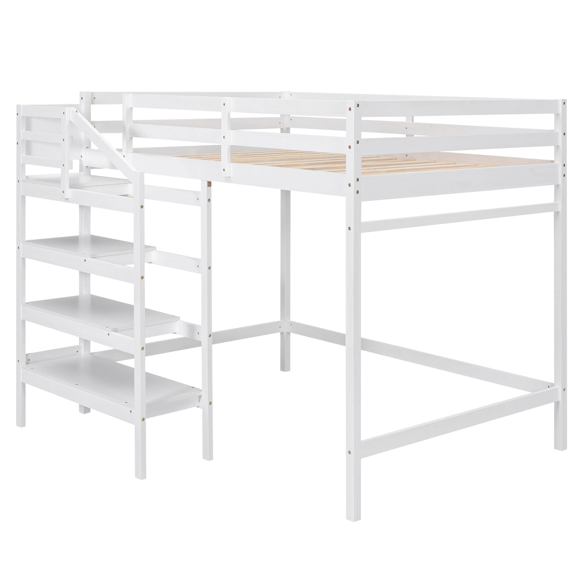 Full Loft Bed with Storage – White Finish