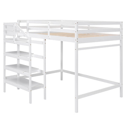 Full Loft Bed with Storage – White Finish