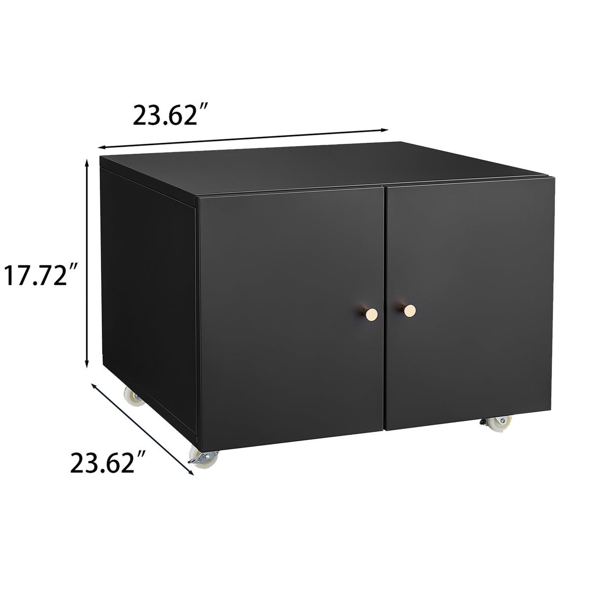 White Mobile Copier Cabinet – 2-Door Steel File & Printer Stand with Locking Wheels