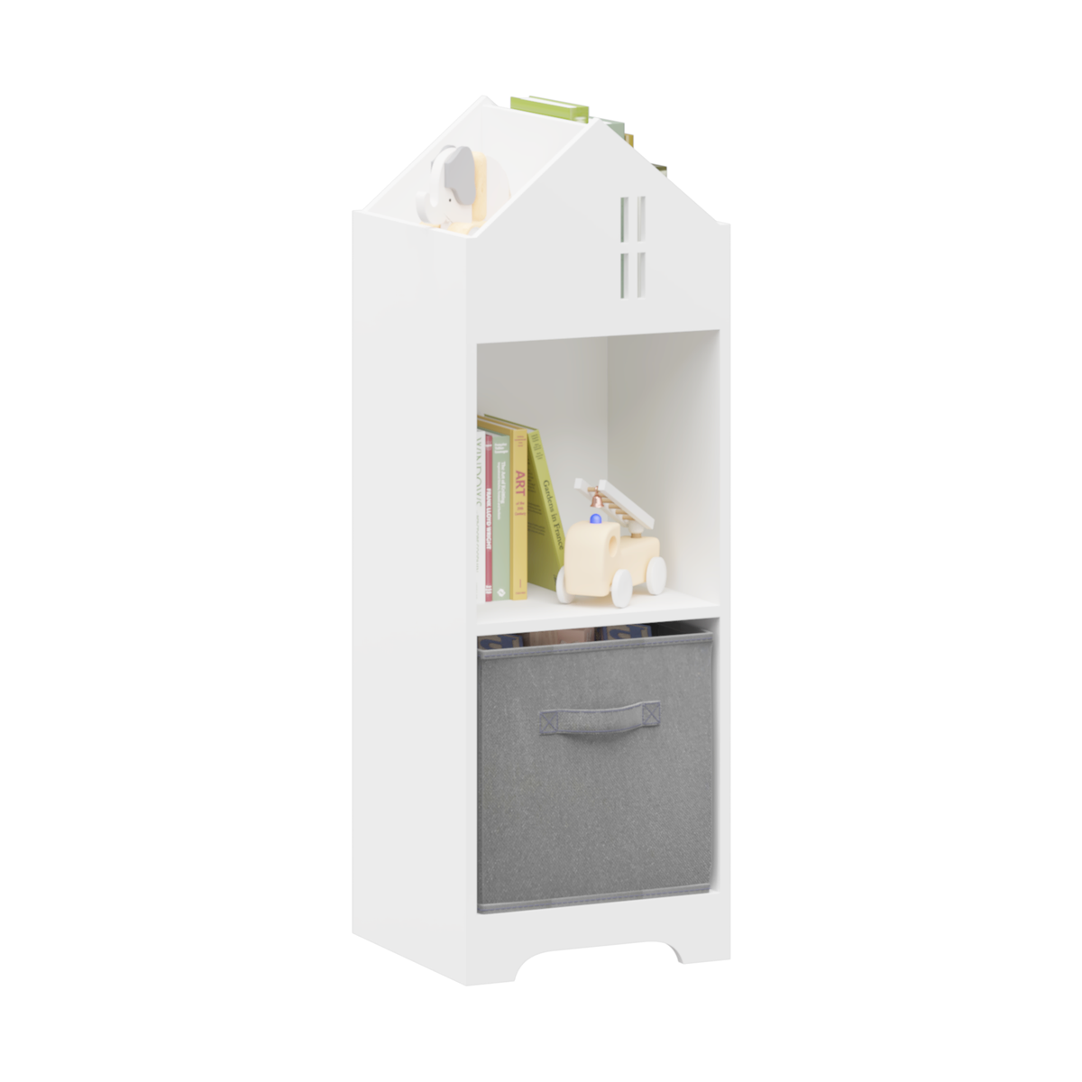 Two-Tier Storage Bookcase – White and Grey Playhouse Edition