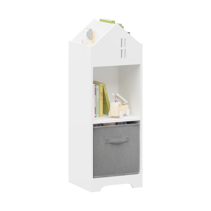 Two-Tier Storage Bookcase – White and Grey Playhouse Edition