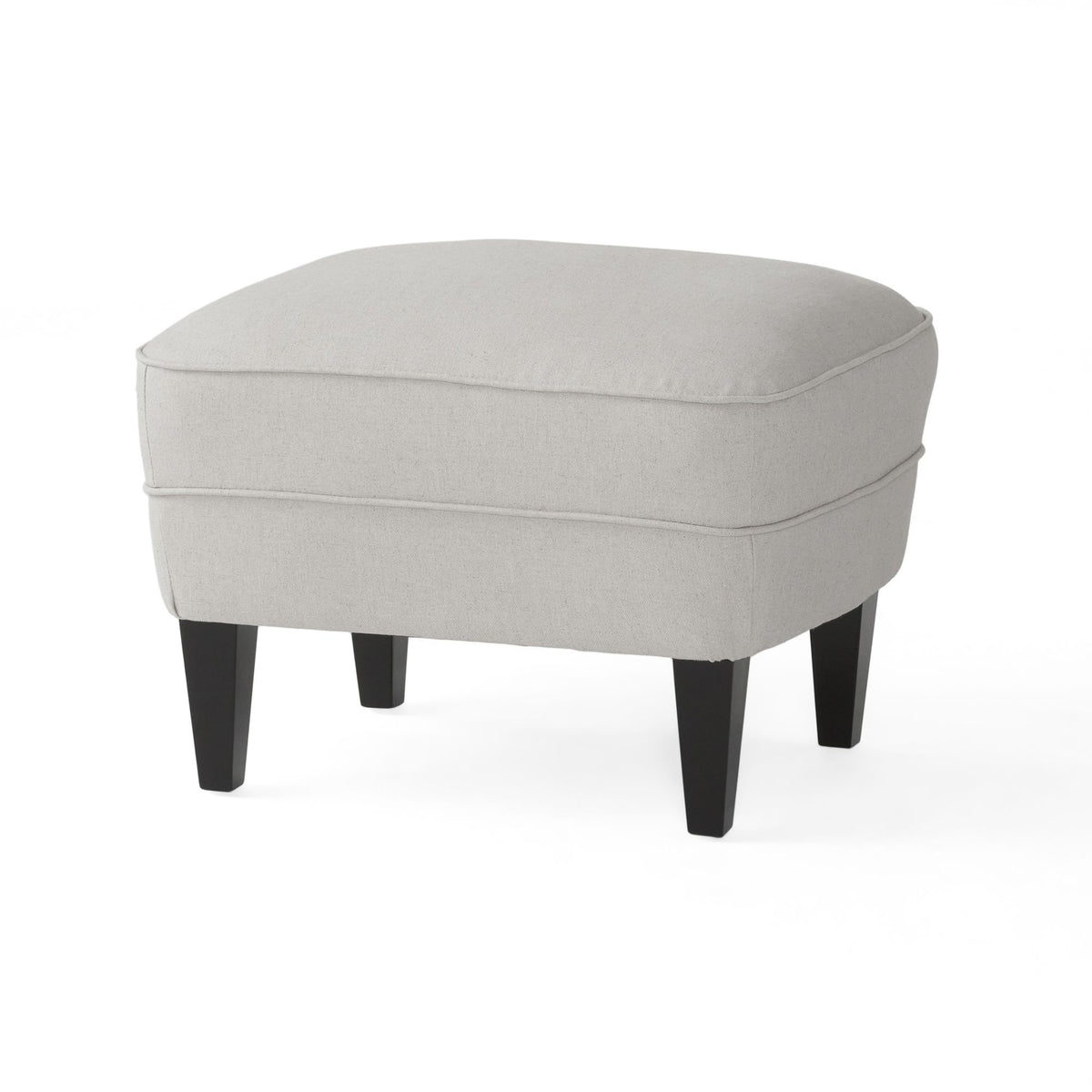 Light Grey Fabric Armchair with Ottoman