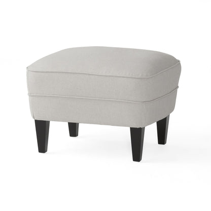 Light Grey Fabric Armchair with Ottoman