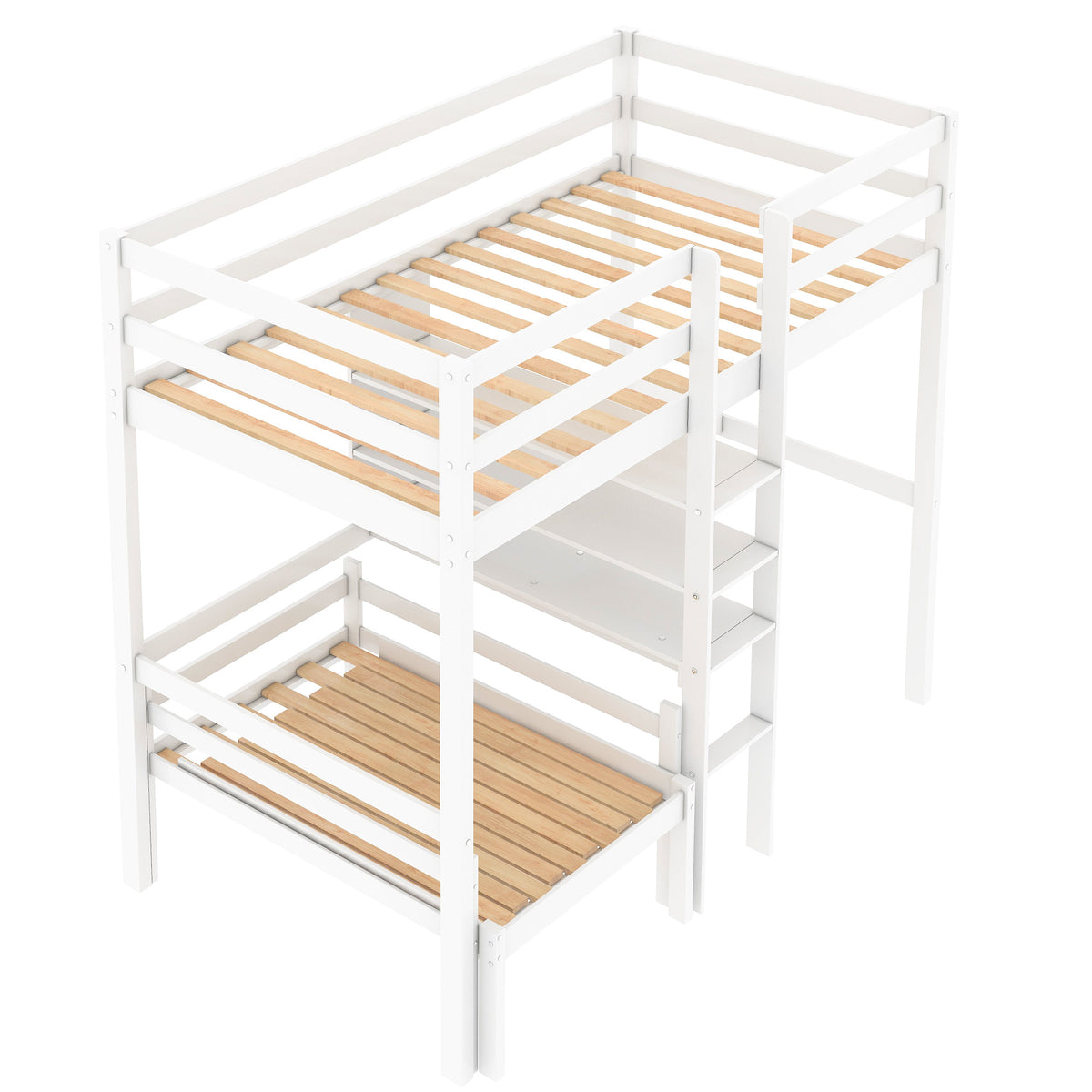 Convertible Loft Bunk Bed with Ladder White