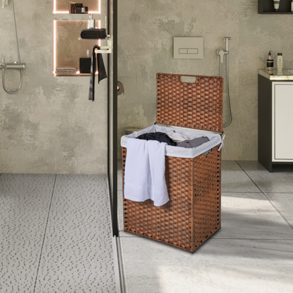 Brown Laundry Hamper with Lid and 2 Removable Bags