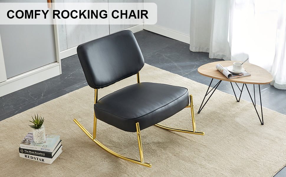 PU Leather Rocking Chair – Gold Metal Legs