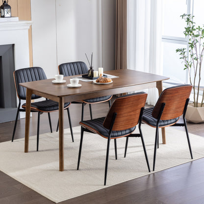 Retro Linen Dining Chairs Set of 2 Black Legs