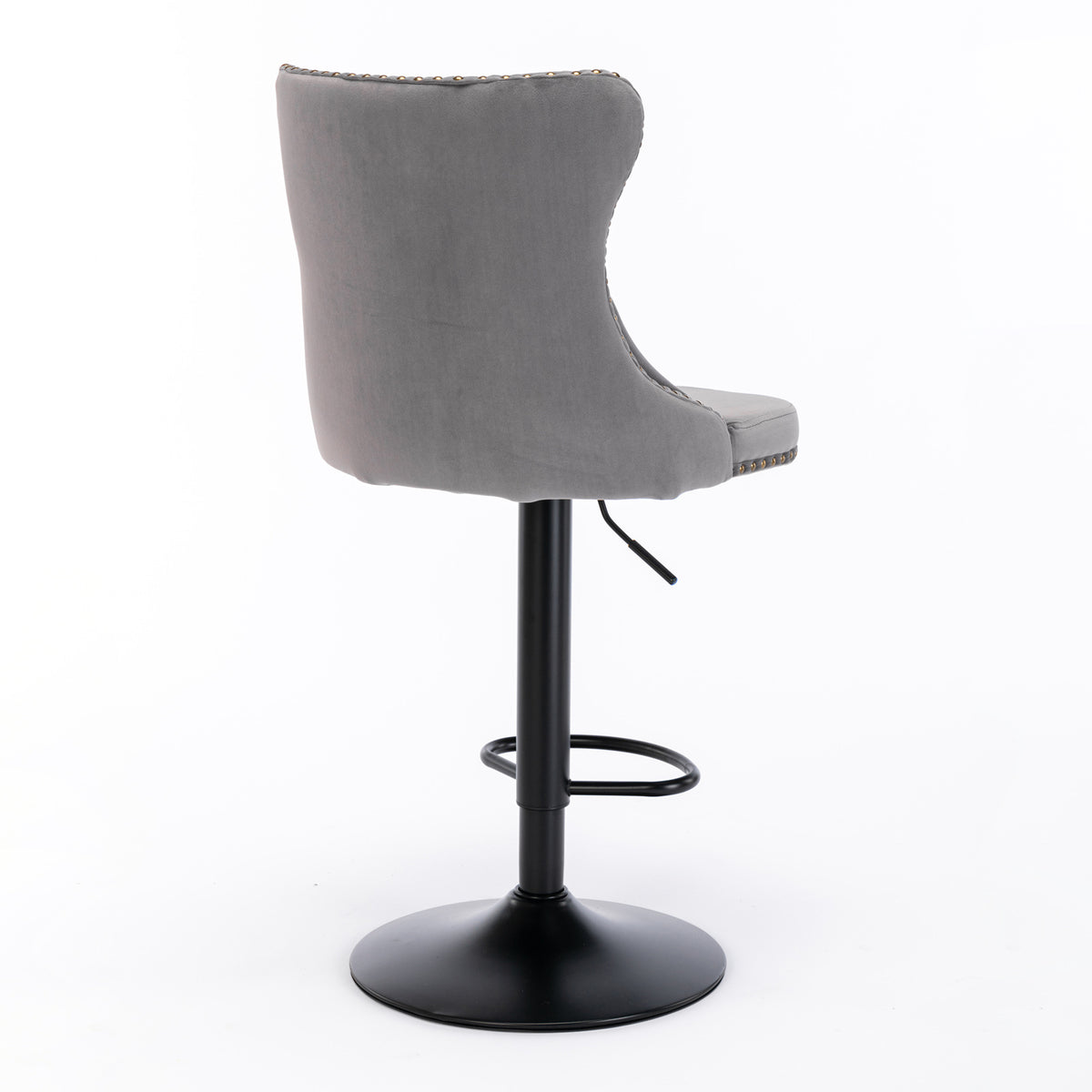 Swivel Velvet Bar Stool Set (2 pcs) – Gray