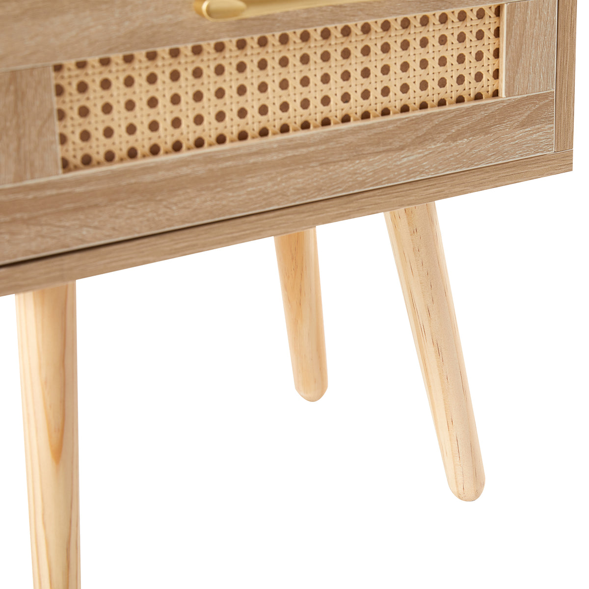 Rattan End Table with Drawer Natural Finish