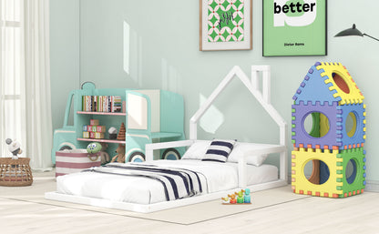 Twin Platform Bed with House Frame White