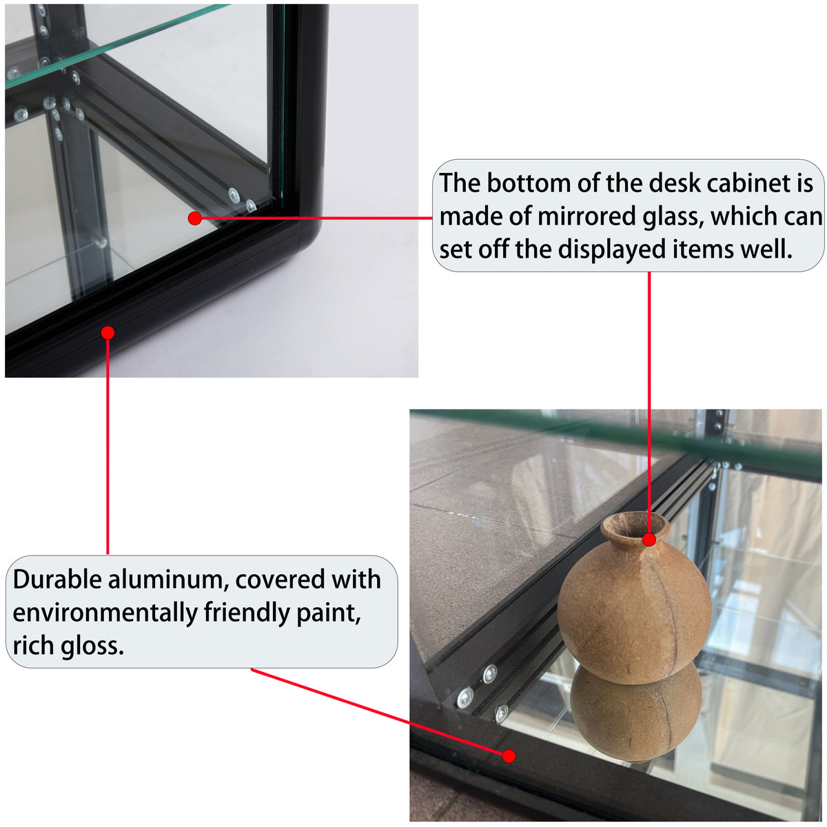 Tempered Glass Display Cabinet with Sliding Doors