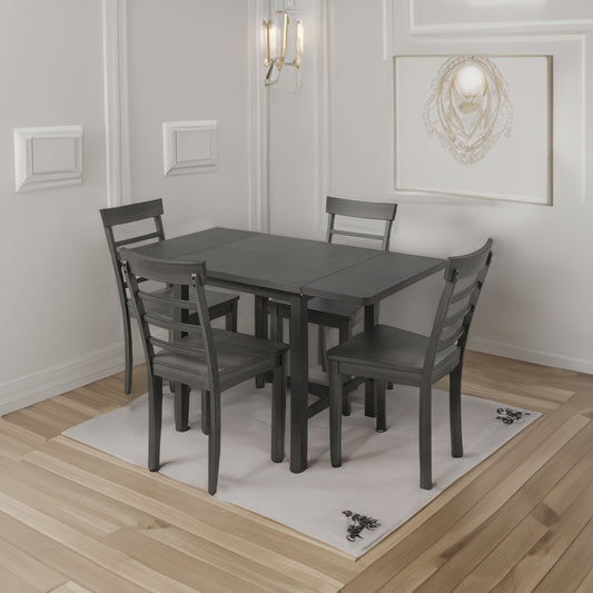 5-Piece Pendant Dining Set with Ladder Back Chairs