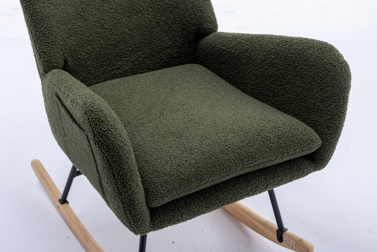 Plush Teddy Rocking Chair – Dark Green
