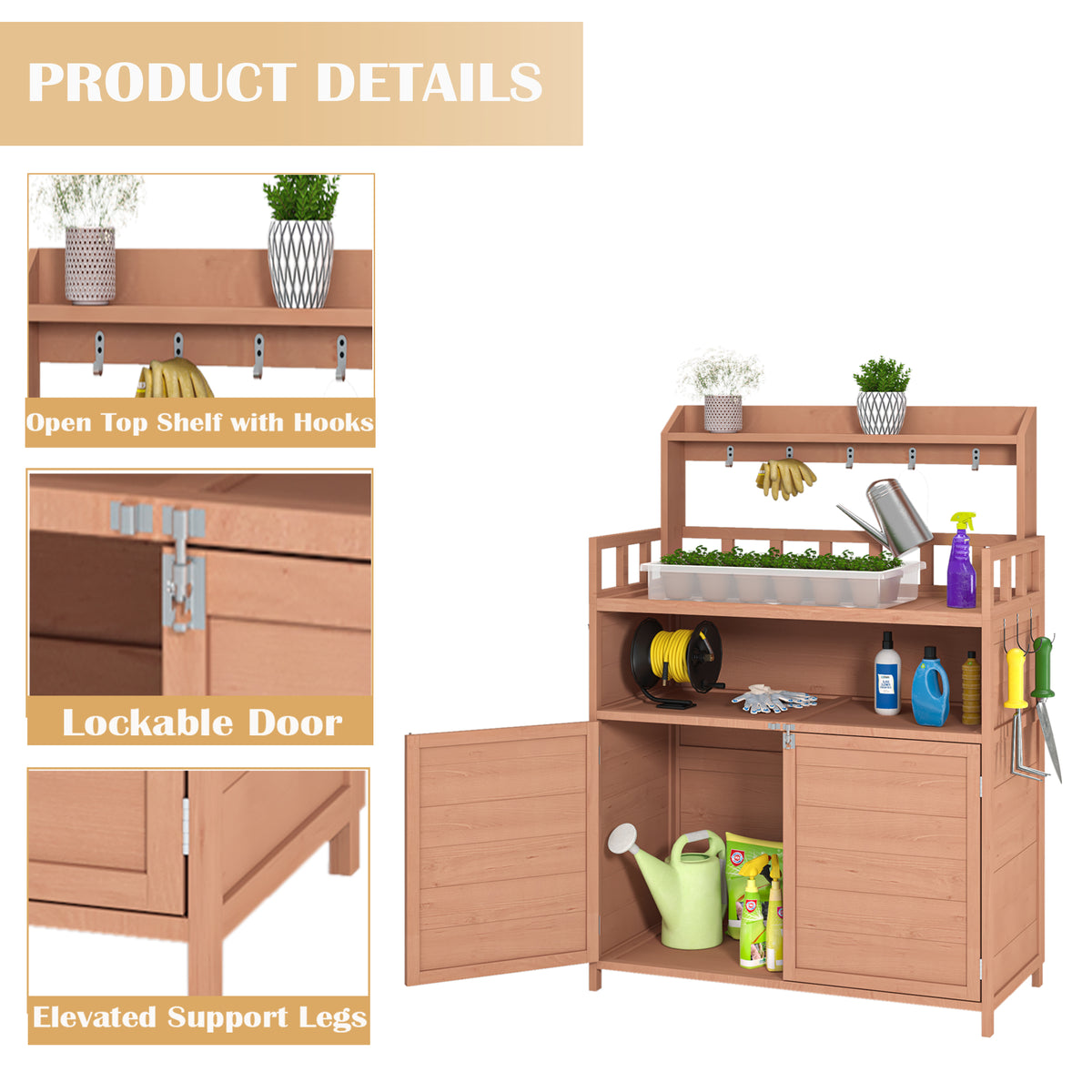 Outdoor Gardening Workbench with Roof Terrace