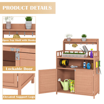 Outdoor Gardening Workbench with Roof Terrace