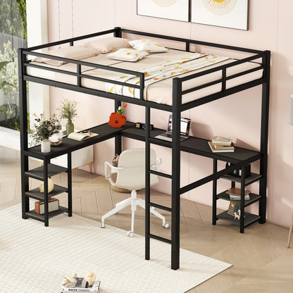 Loft Bed with Ladder and Guardrail Black