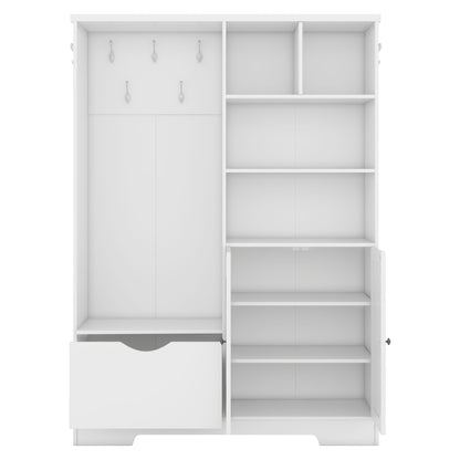 Hall Tree Storage Cabinet White