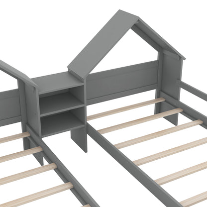 Double Twin Platform Bed Gray