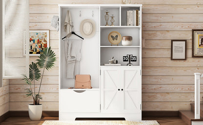 Hall Tree Storage Cabinet White