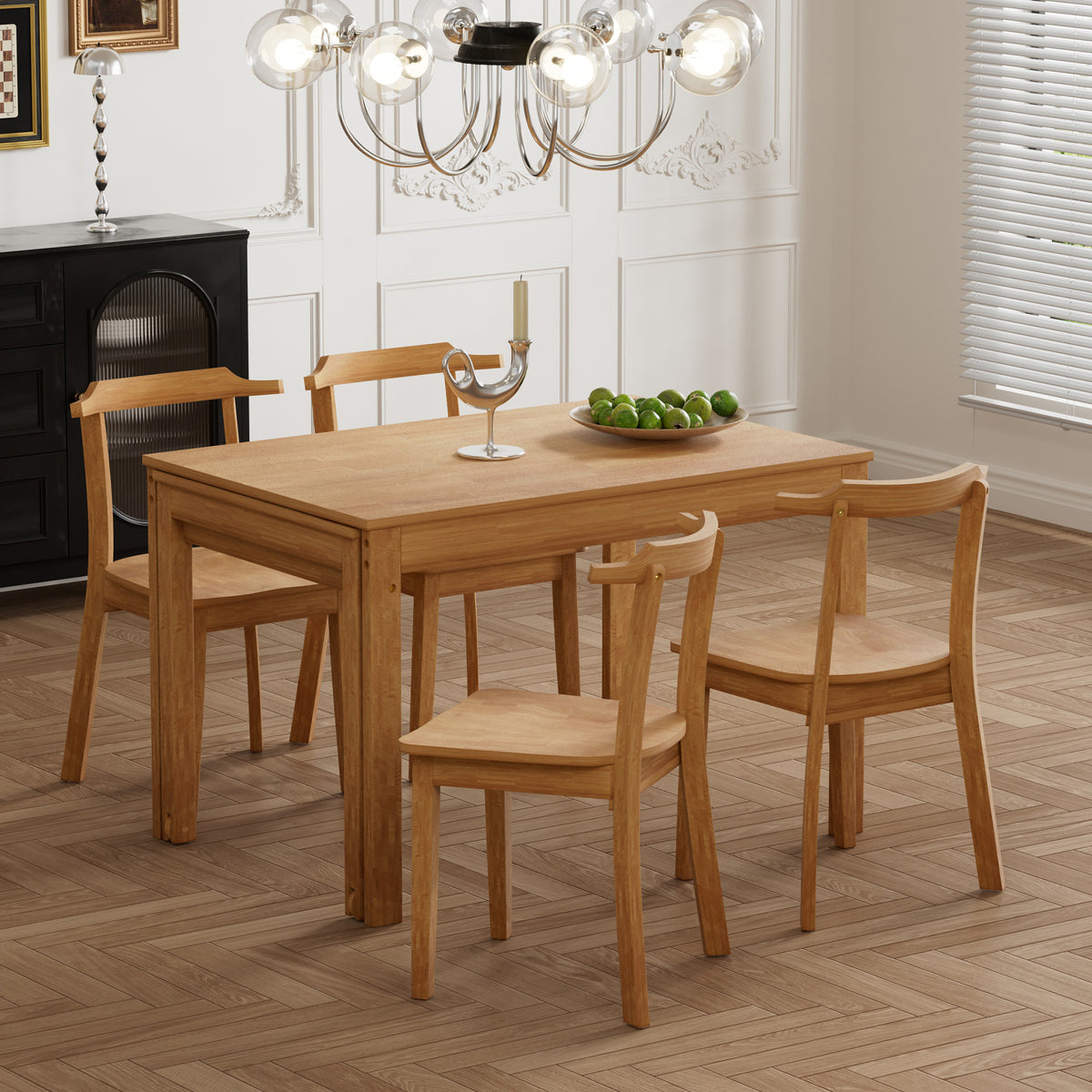 65” 5-Piece Dining Set – Natural Finish