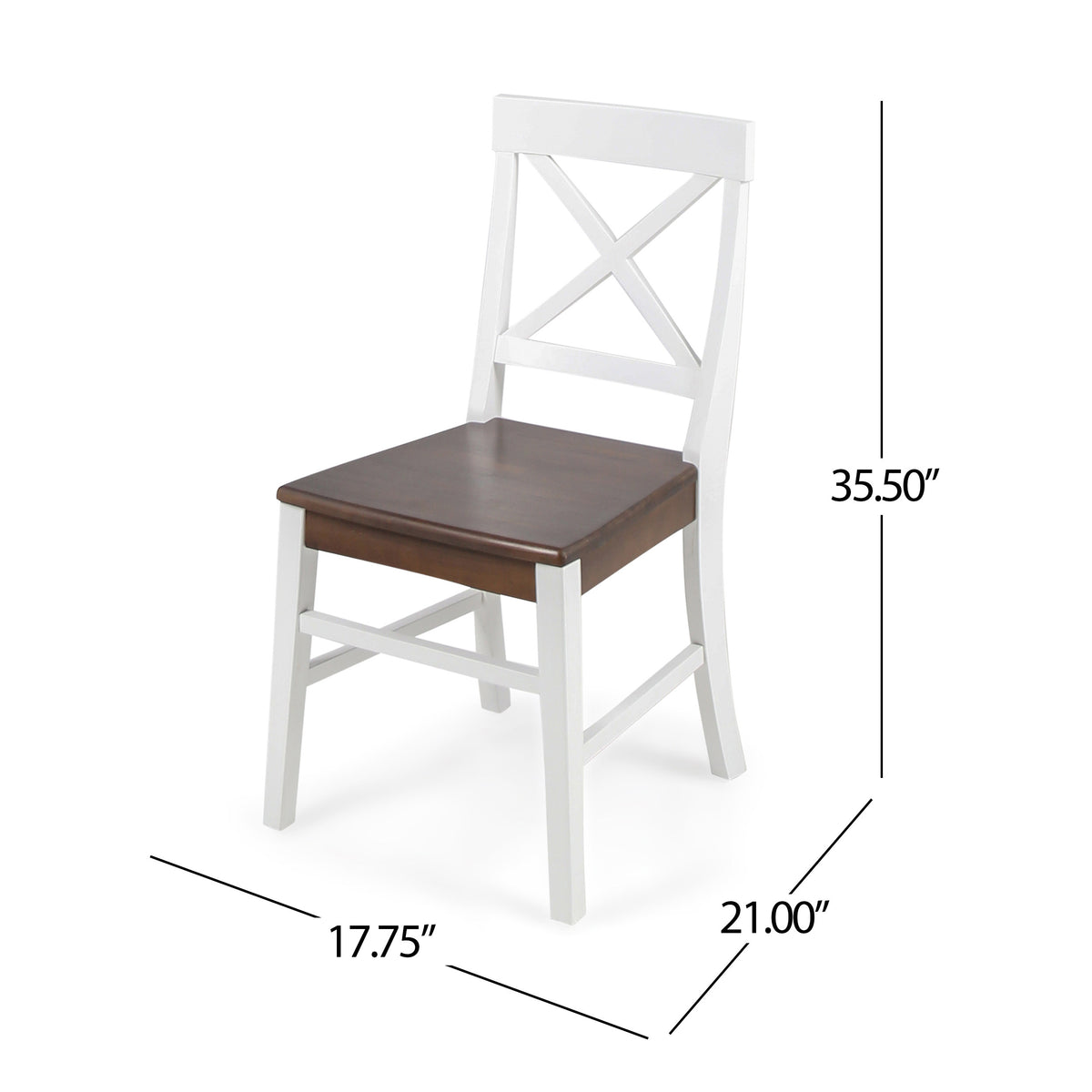 Roshan Farmhouse Dining Chair Set (2 pcs) – White & Walnut