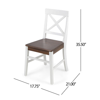 Roshan Farmhouse Dining Chair Set (2 pcs) – White & Walnut
