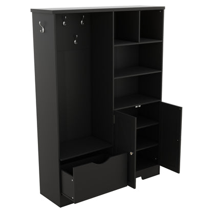 Hall Tree Storage Cabinet Black