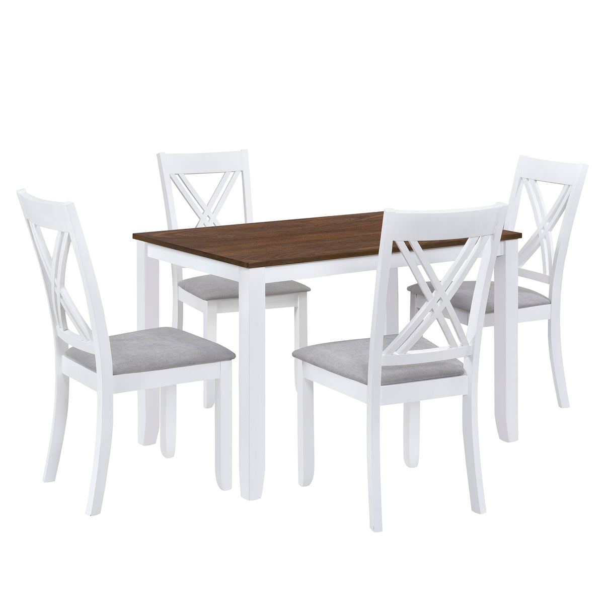 Rustic 5-Piece Dining Set with X-Back Chairs